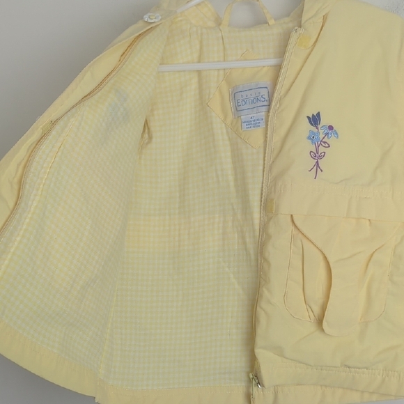 Vintage Hooded Jacket with Floral Embroidery & Buttons Checkered Lined Girls 4T - Picture 7 of 11